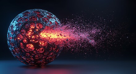 Atomic Data Sphere - Fiery Energy Explosion AI-Generated for Tech Presentations, Sci-Fi Media