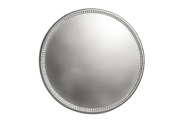 Blank silver coin with frame on transparent background