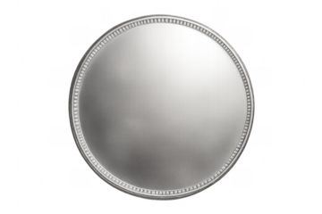 Blank silver coin with frame on transparent background