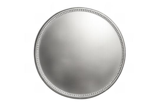 Blank silver coin with frame on transparent background