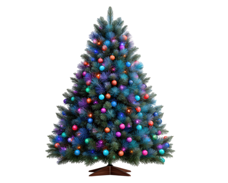 Joyful, festive christmas tree decoration with colorful light for holiday. modern fiber optic illustration and isolated element perfect for seasonal design