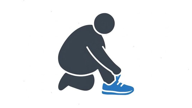 Overweight Person Tying Shoelaces Animation Icon