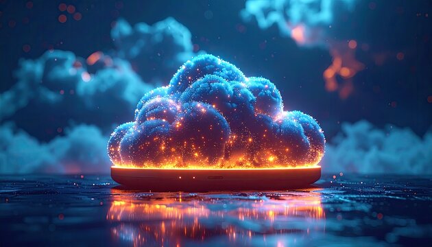 Glowing cloud on platform
