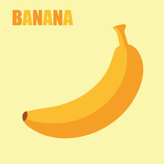 Banana Fruit Icon Vector Illustration in Yellow Background