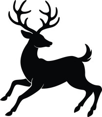 Vector illustration of a wild deer silhouette with prominent antlers perfect for Christmas art or a nature graphic