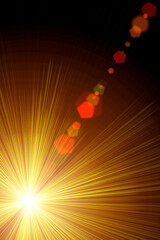Abstract Natural Sun flare on the black