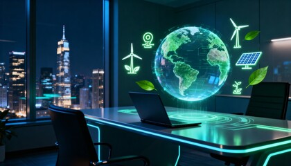 Sustainable business strategies for the future innovative solutions in a modern office environment