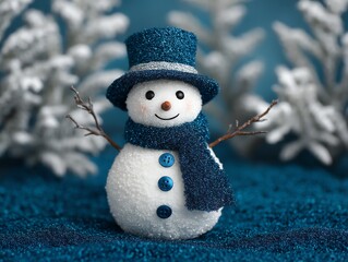 Snowman decorated with glitter for festive vibe