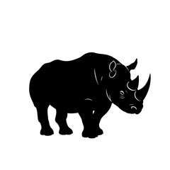 Bold silhouette of a powerful rhinoceros standing majestically a symbol of strength and wildlife conservation isolated on white background
