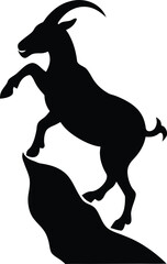 Black vector silhouette illustration of a running wild horse stallion