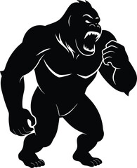 Obraz premium A vector illustration of a wild black dog silhouette walking with a nature background