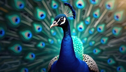 Fototapeta premium Peacock Digital Artwork Featuring Glowing Feathers In Artistic Style