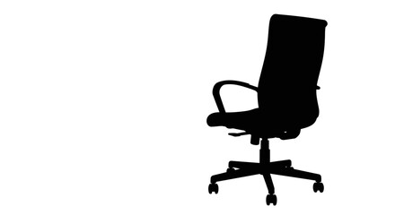 Silhouette of a modern ergonomic office chair ready for office or home workspace use isolated on white background