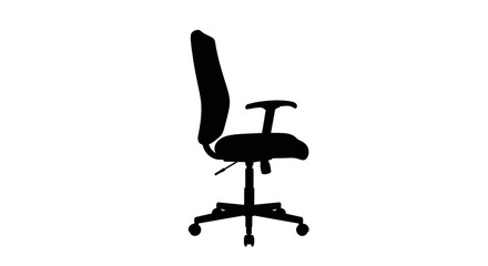 Modern ergonomic office chair silhouette for workspace design and furniture concepts isolated on white background