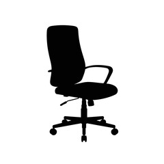 Modern black office chair silhouette for professional workspaces and home offices isolated on white background