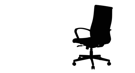 Silhouette of a modern ergonomic office chair with wheels and armrests isolated on white background