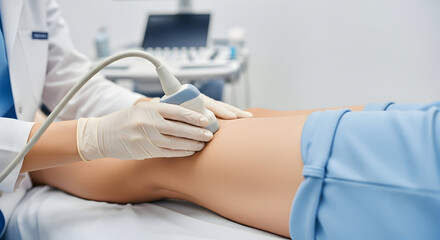 Medical Scan for Vascular Health Modern Healthcare and Diagnostics Concept Doppler Ultrasound Procedure for Vein Examination Professional Healthcare Imaging Innovation