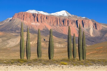 Desert landscape with tall, slender plants