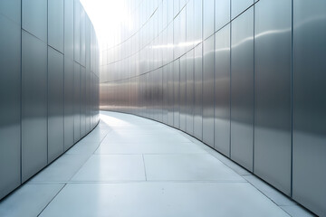 Obraz premium Modern building exterior presenting curved metal walls