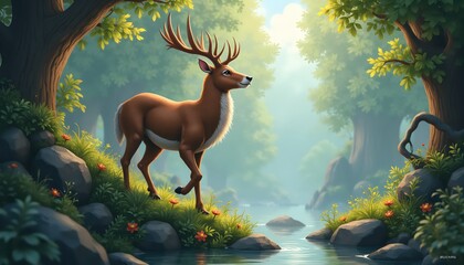 Wildlife Guardians Depicted In Magical Fantasy Landscape Painting