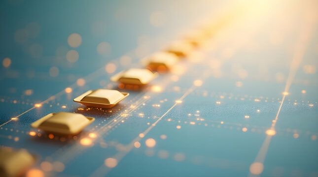 Microchips on circuit board transferring digital data
