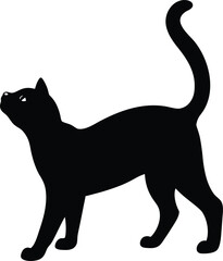 Black cat silhouette vector illustration, an isolated domestic feline pet on white