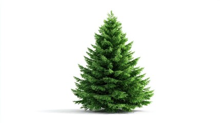 Fototapeta premium Undecorated Christmas tree stands tall and vibrant against a plain background