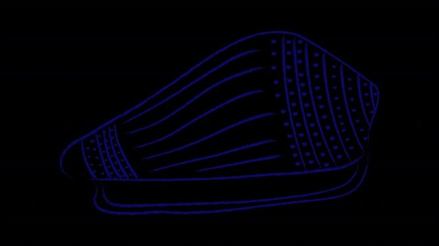 Animated coastal shell in hand drawn style with dry pastel effect. Alpha channel