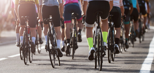 Cycling competition, cyclist athletes riding a race