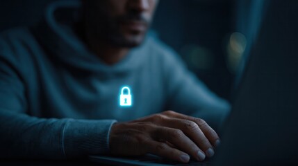 Cybersecurity awareness training online environment digital illustration technology close-up protecting data against threats