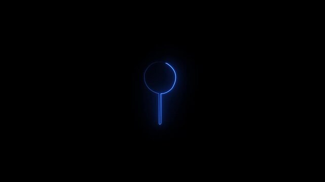 A glowing blue lollipop shape on a black background creates a modern and minimalist design, perfect for technology, sweets, or abstract concepts with its vibrant color and simple form