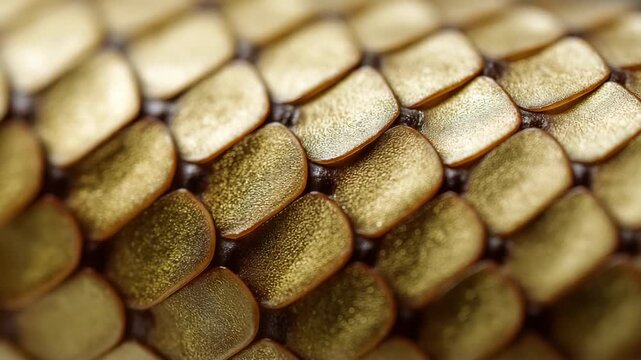 A striking close-up of a golden snake skin, showcasing its unique textures and patterns that represent beauty and elegance in nature's rarest designs.