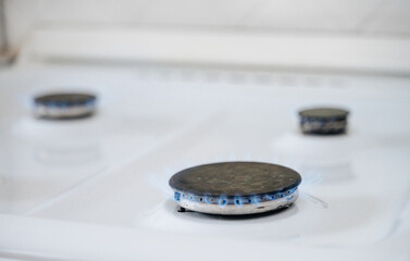 Gas stove with blue flame