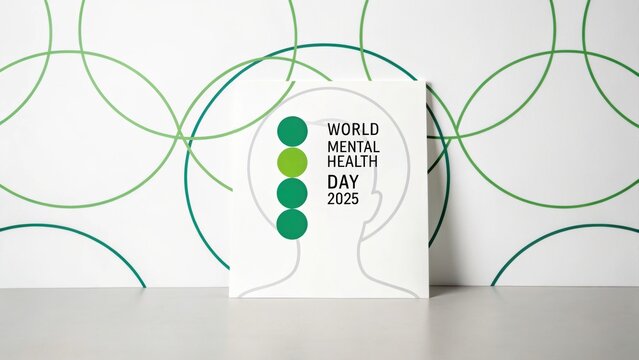 World Mental Health Day 2025 World Mental Health Day 2025 poster with a minimalist design and green elements.