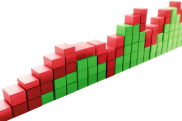 Dynamic 3D bar graph visually representing upward market trends and financial growth opportunities.