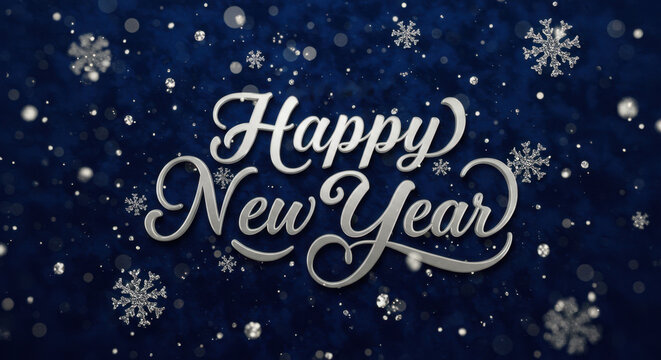 A winter celebration graphic with snowflakes and a New Year's wish.