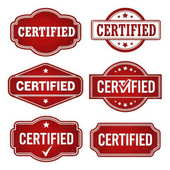 Obraz premium Collection of red certified seals and badges