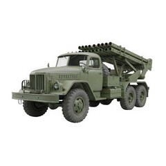 Fototapeta premium Military rocket launcher truck on black background