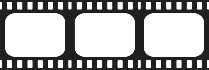 Old cinematic frame, video film strip. Retro vintage tape empty template with slide. Tape border, grunge textured silhouette. Video photo reel 
