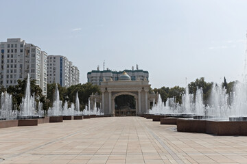 Entrance gate at Istiklol (Independence) Monument Memorial complex in Dushanbe Tajikistan