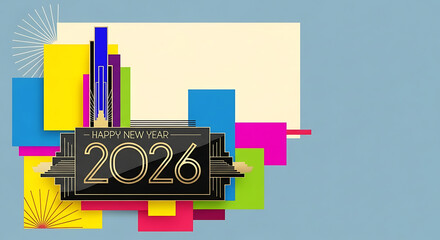 Naklejka premium Abstract Happy New Year 2026 design.