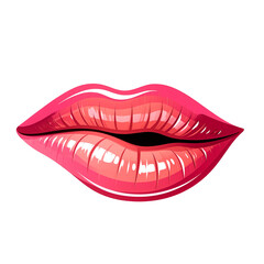 Fototapeta premium Bright and glossy lips in vibrant pink shades on a clean background