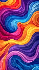 Obraz premium Abstract colorful seamless wave pattern vector illustration with bright yellow, orange, green, and blue sea colors forming a decorative backdrop texture