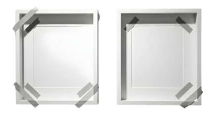 Square photo frames ready for art display isolated PNG with Transparent Background