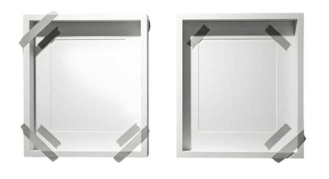 Square photo frames ready for art display isolated PNG with Transparent Background