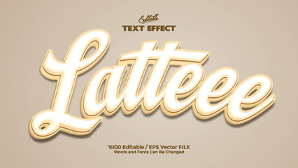 Latteee text effect editable golden script style vector design for creative typography and graphic projects