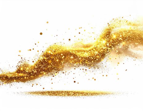 Gold glitter swirls against white
