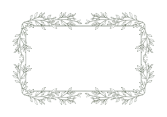 Elegant botanical border frame with hand-drawn leaves, perfect for invitations or graphic design.