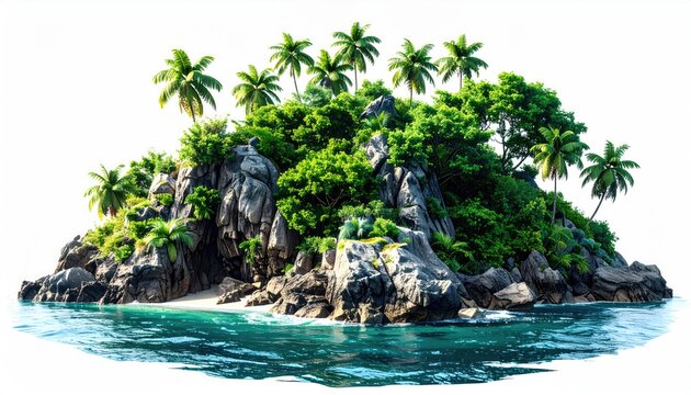 Lush tropical island in turquoise water - Powered by Adobe