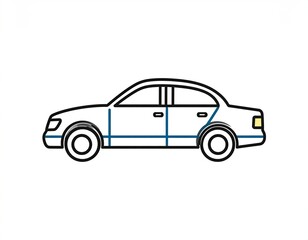 Simple line drawing of a car side view